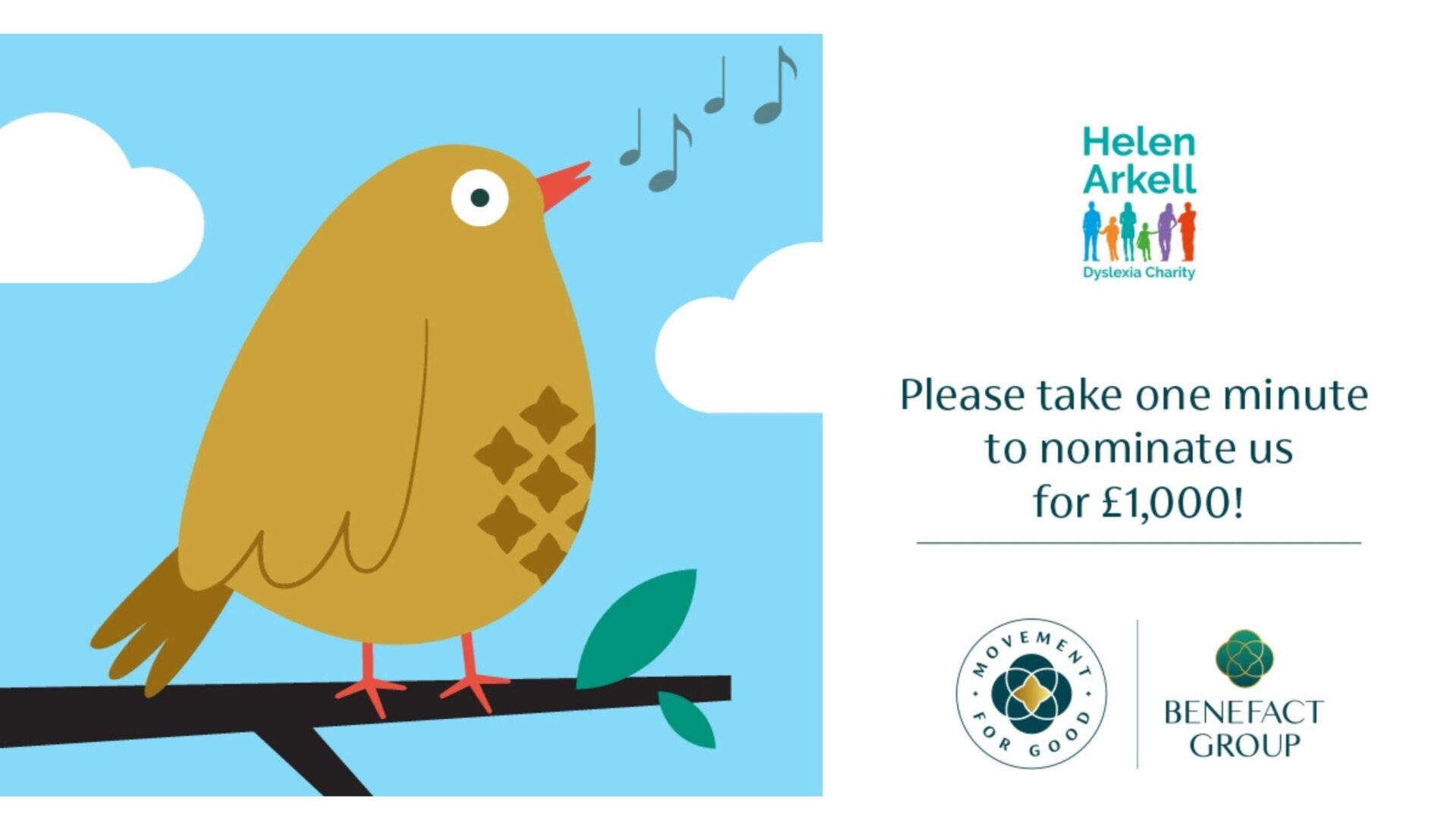 Nominate us to receive £1000